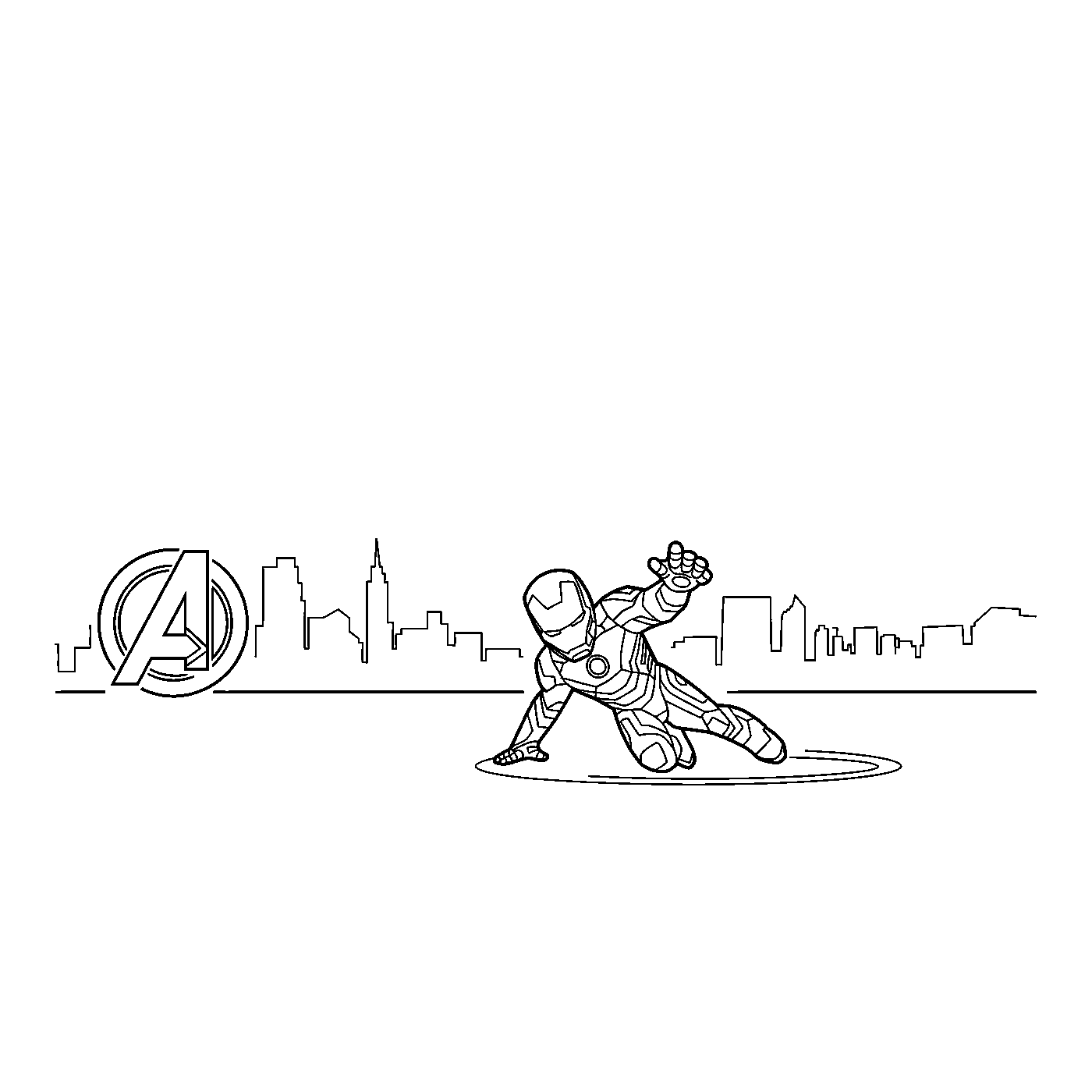 Coloriage Iron Man gratuit à imprimer : héros en armure avec bouclier