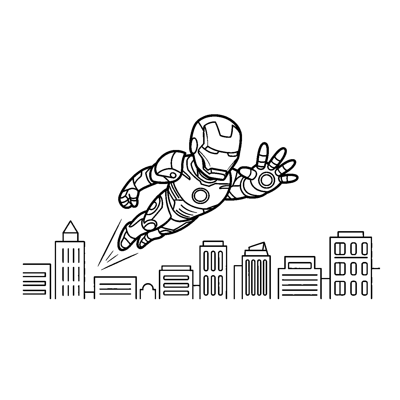 Coloriage Iron Man gratuit à imprimer : casque et épaules d'Iron Man